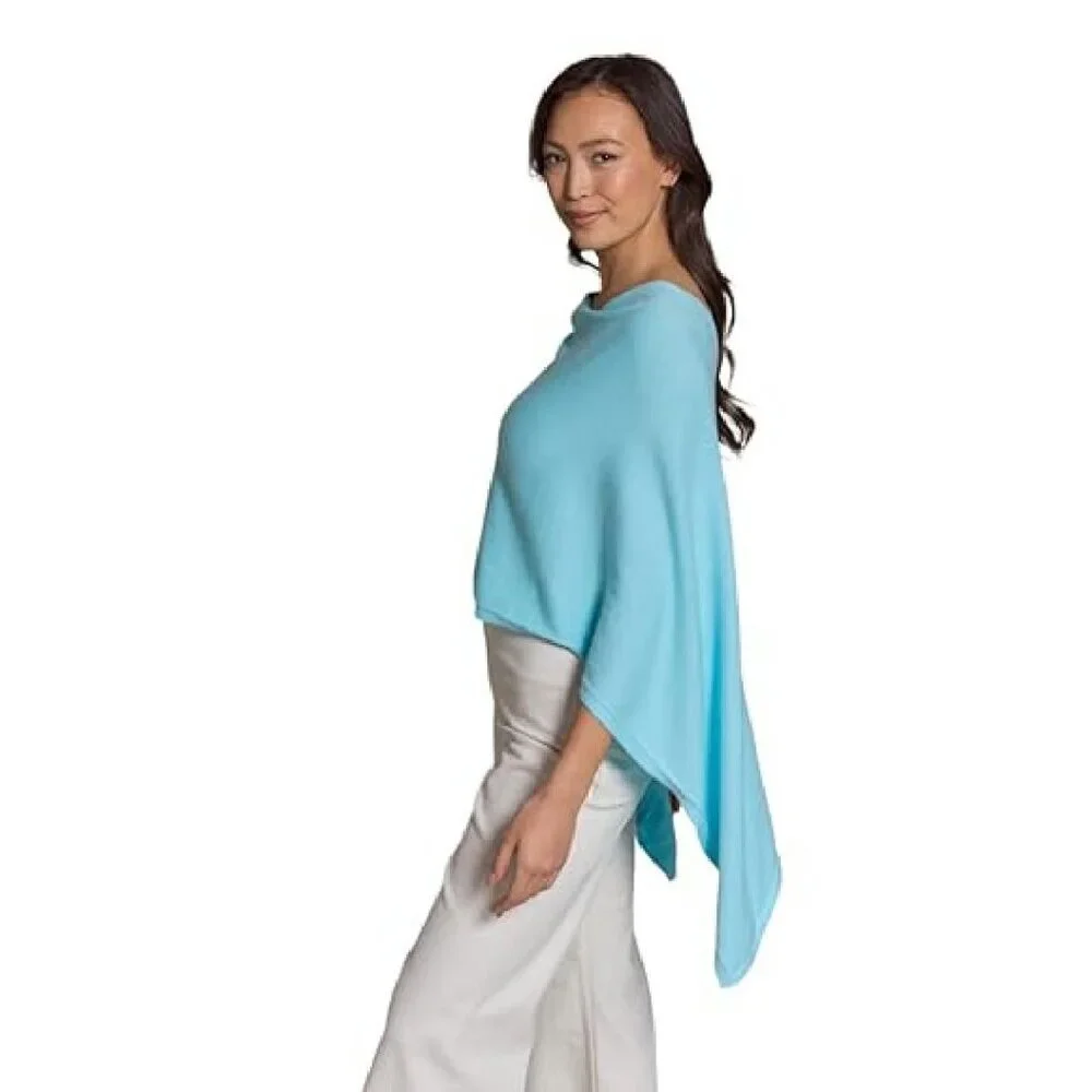 Lightweight Cashmere Blend Poncho - Super Soft 95% Cotton 5% Cashmere